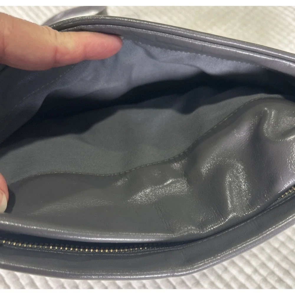 Vintage‎ Anne Klein for Calderon Gray Genuine Leather Purse Clutch Crossbody